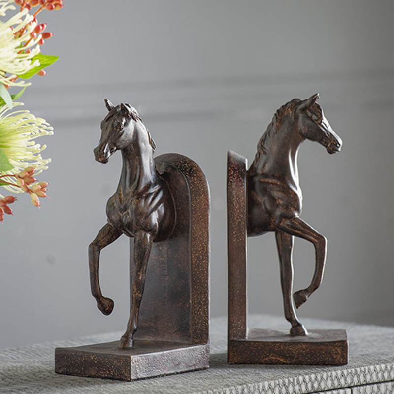 Artekko Artekko Bookends Καφέ Διακοσμητικοί Βιβλιοστάτες Ρητίνης με Άλογα (12.7x10.2x26.7)cm 2pcs 73642