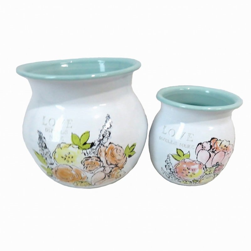 Artekko Artekko Zriura Γλάστρες με Λουλούδια Σετ/2 (14.5x14.5x15.5)cm (10x10x12)cm 742-2243