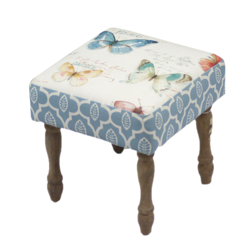 Artekko Artekko Stool Πολύχρωμο Υφασμάτινο Σκαμπό με Ξύλινα Πόδια (34x34x34)cm 742-2480