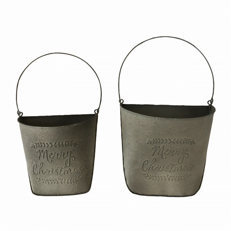 Artekko Artekko Xmas Γκρι Μεταλλικό Διακοσμητικό Τοίχου (25x12x24)cm (20x10x20)cm 2pcs 742-2514