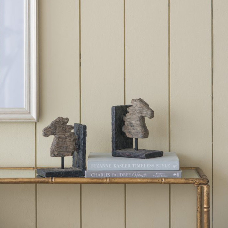 Artekko Artekko Bookends Καφέ Διακοσμητικοί Βιβλιοστάτες Ρητίνης με Άλογα (29.5x10.2x19.3)cm 2pcs 74759