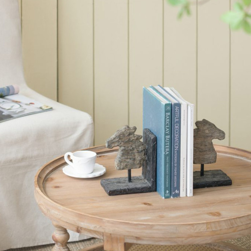 Artekko Artekko Bookends Καφέ Διακοσμητικοί Βιβλιοστάτες Ρητίνης με Άλογα (29.5x10.2x19.3)cm 2pcs 74759