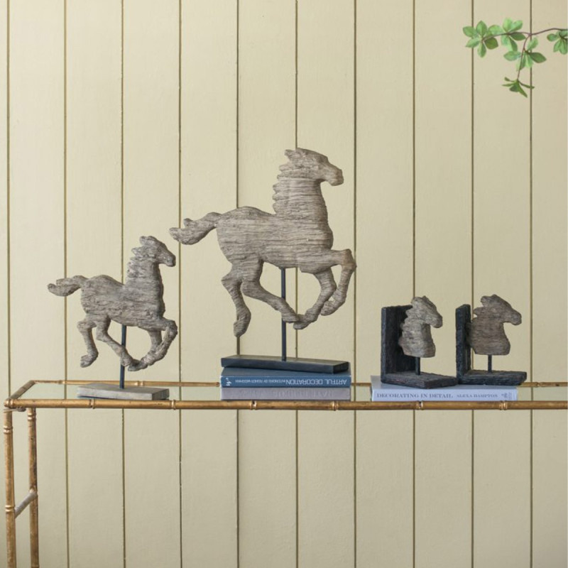 Artekko Artekko Bookends Καφέ Διακοσμητικοί Βιβλιοστάτες Ρητίνης με Άλογα (29.5x10.2x19.3)cm 2pcs 74759