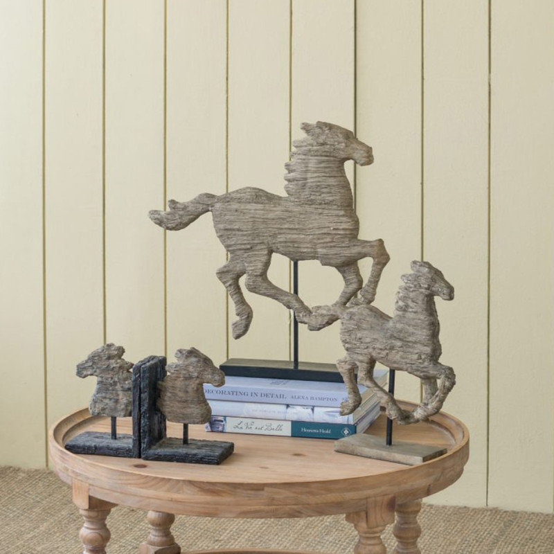 Artekko Artekko Bookends Καφέ Διακοσμητικοί Βιβλιοστάτες Ρητίνης με Άλογα (29.5x10.2x19.3)cm 2pcs 74759