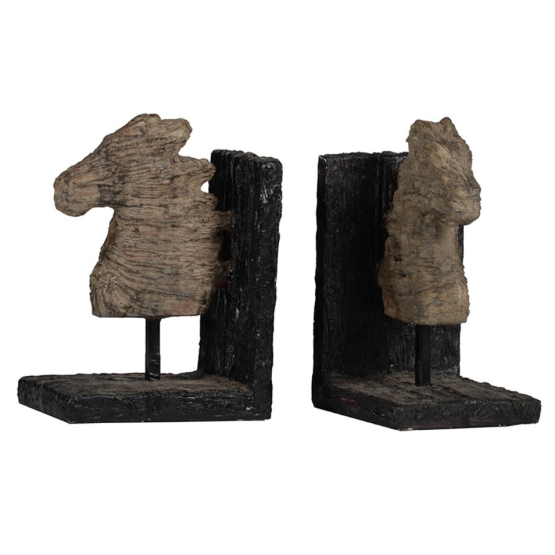 Artekko Artekko Bookends Καφέ Διακοσμητικοί Βιβλιοστάτες Ρητίνης με Άλογα (29.5x10.2x19.3)cm 2pcs 74759