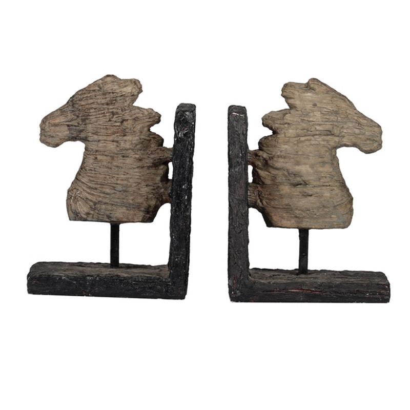 Artekko Artekko Bookends Καφέ Διακοσμητικοί Βιβλιοστάτες Ρητίνης με Άλογα (29.5x10.2x19.3)cm 2pcs 74759