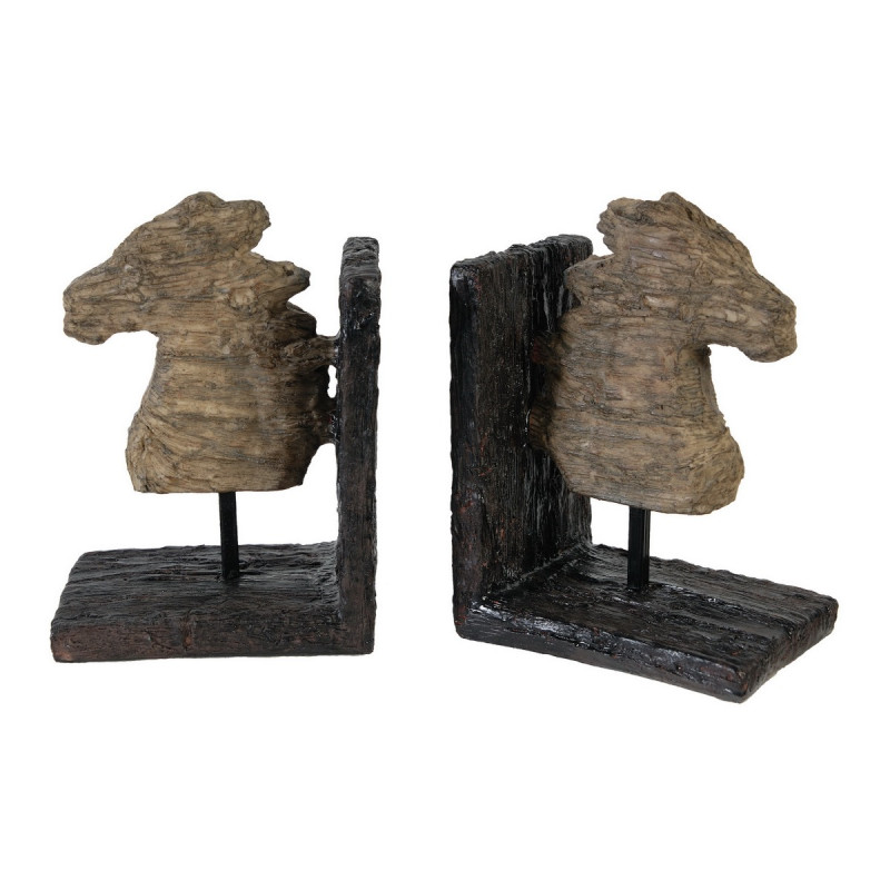 Artekko Artekko Bookends Καφέ Διακοσμητικοί Βιβλιοστάτες Ρητίνης με Άλογα (29.5x10.2x19.3)cm 2pcs 74759