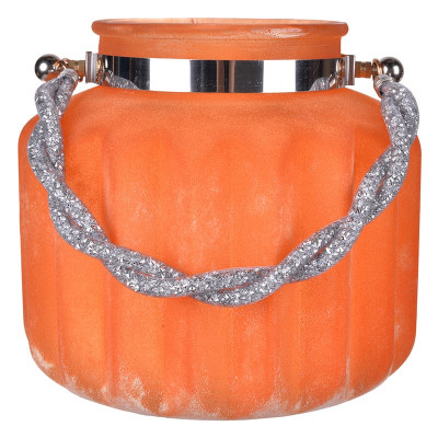 Artekko Artekko Lula Γυάλινο Διακοσμητικό Πορτοκαλί Φαναράκι (20x20x18)cm 76091-ORAN