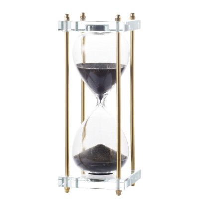 Artekko Artekko Hourglass Κλεψύδρα Διακοσμητική Γυαλί Κρύσταλλο Μαύρο Χρυσό (7.6x7.6x25.4)cm 76881