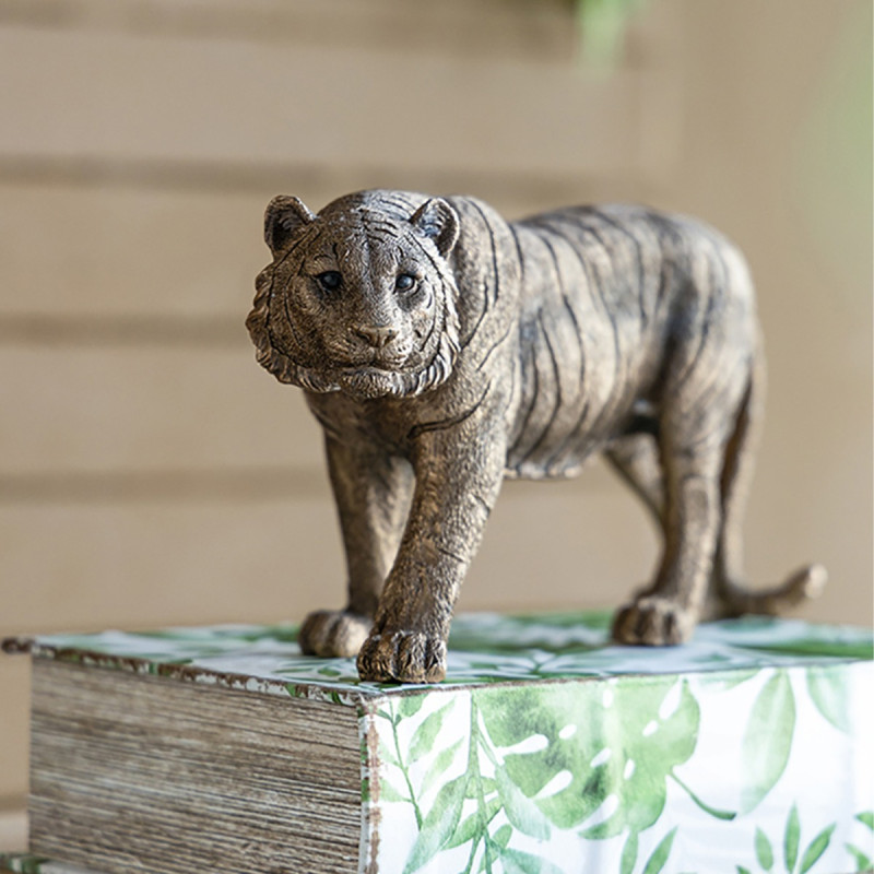 Artekko Artekko Animal Μπρονζέ Επιτραπέζια Διακοσμητική Τίγρη Ρητίνης (29x9x14.5)cm 77096