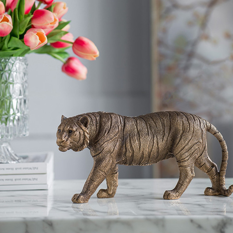 Artekko Artekko Animal Μπρονζέ Επιτραπέζια Διακοσμητική Τίγρη Ρητίνης (29x9x14.5)cm 77096