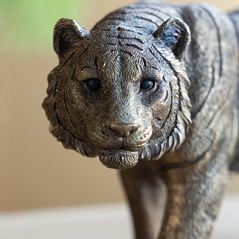 Artekko Artekko Animal Μπρονζέ Επιτραπέζια Διακοσμητική Τίγρη Ρητίνης (29x9x14.5)cm 77096