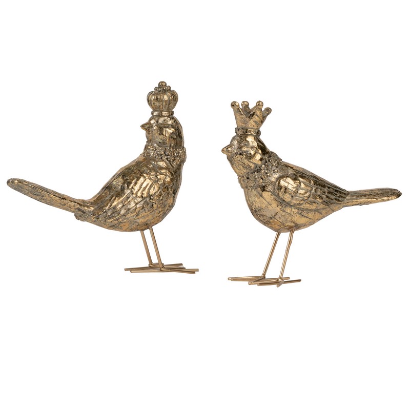 Artekko Artekko Bird Διακοσμητικά Πουλιά Ρητίνη Χρυσό (14.5x5x17.5)cm Σετ/2 77130