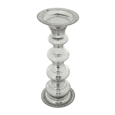 Artekko Artekko Pillar Ασημί Αντικέ Γυάλινο Κηροπήγιο (15.6x15.6x37.5)cm 77255