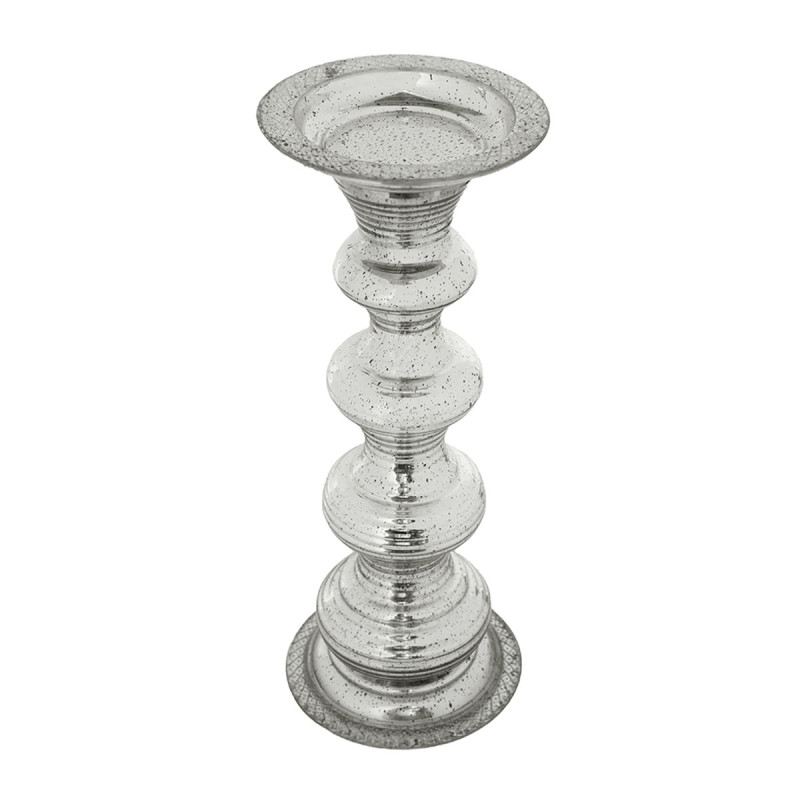 Artekko Artekko Pillar Ασημί Αντικέ Γυάλινο Κηροπήγιο (15.6x15.6x37.5)cm 77255