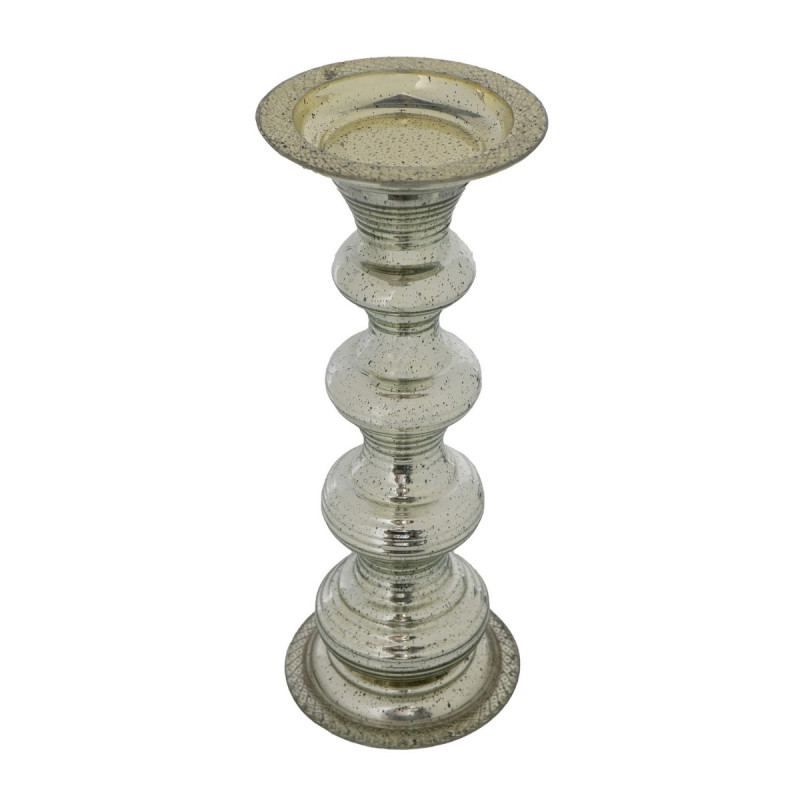 Artekko Artekko Pillar Ασημί Αντικέ Γυάλινο Κηροπήγιο (15.6x15.6x37.5)cm 77255