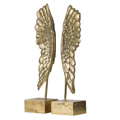 Artekko Artekko Wing Βιβλιοστάτες Φτερά Ρητίνη Χρυσά (25.2x10.4x51.5)cm Σετ/2 77320