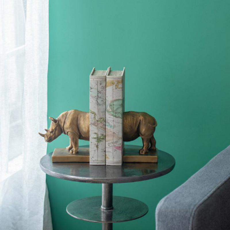 Artekko Artekko Animal Μπρονζέ Βιβλιοστάτες Ρητίνης με Ρινόκερο (34x15.3x20.4)cm 2pcs 77334