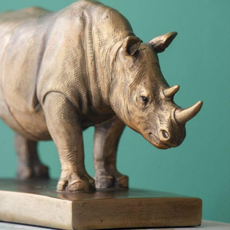 Artekko Artekko Animal Μπρονζέ Βιβλιοστάτες Ρητίνης με Ρινόκερο (34x15.3x20.4)cm 2pcs 77334