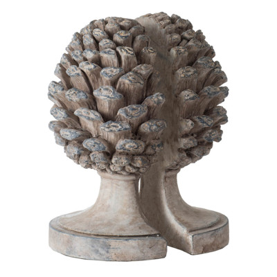 Artekko Artekko Pine Cone Γκρι Βιβλιοστάτες Ρητίνης με Κουκουνάρα (23.5x18.5x15.5)cm 2pcs 77340