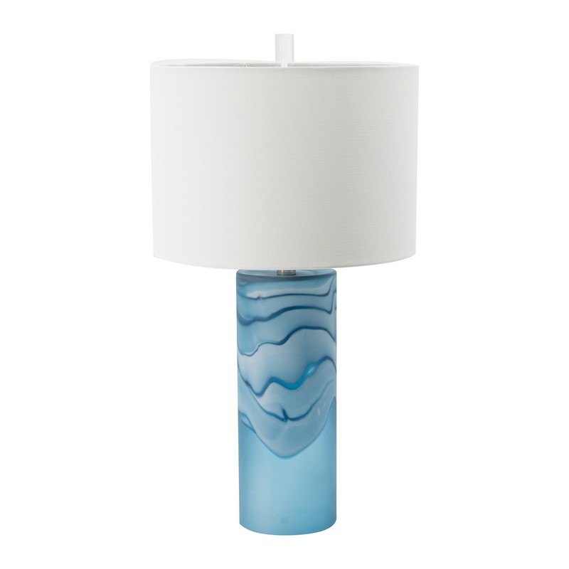 Artekko Artekko Μπλε Γυάλινο Επιτραπέζιο Φωτιστικό Ε24 (36x36x66)cm 77396CE