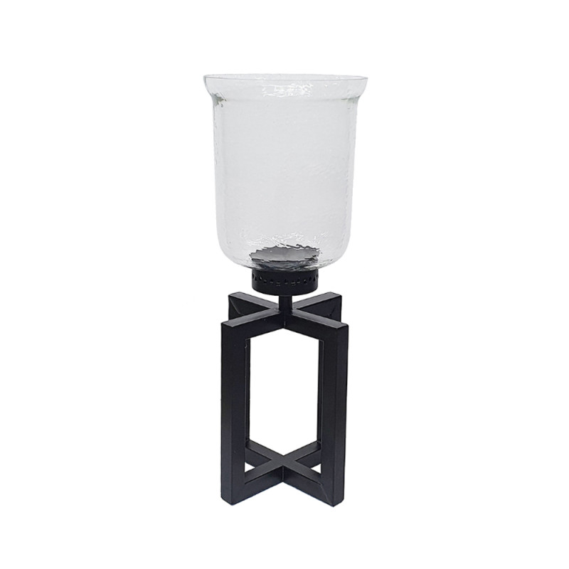 Artekko Artekko Minimal Διακοσμητικό Κηροπήγιο Μέταλλο Γυαλί Μαύρο (17.8x17.8x47.5)cm 77754