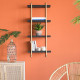 Artekko Artekko Shelf Ραφιέρα Επιτοίχια με 4 Ράφια Μέταλλο Ξύλο Ρατάν Μαύρο (46x25x112)cm 78036-DS