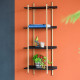 Artekko Artekko Shelf Ραφιέρα Επιτοίχια με 4 Ράφια Μέταλλο Ξύλο Ρατάν Μαύρο (46x25x112)cm 78036-DS