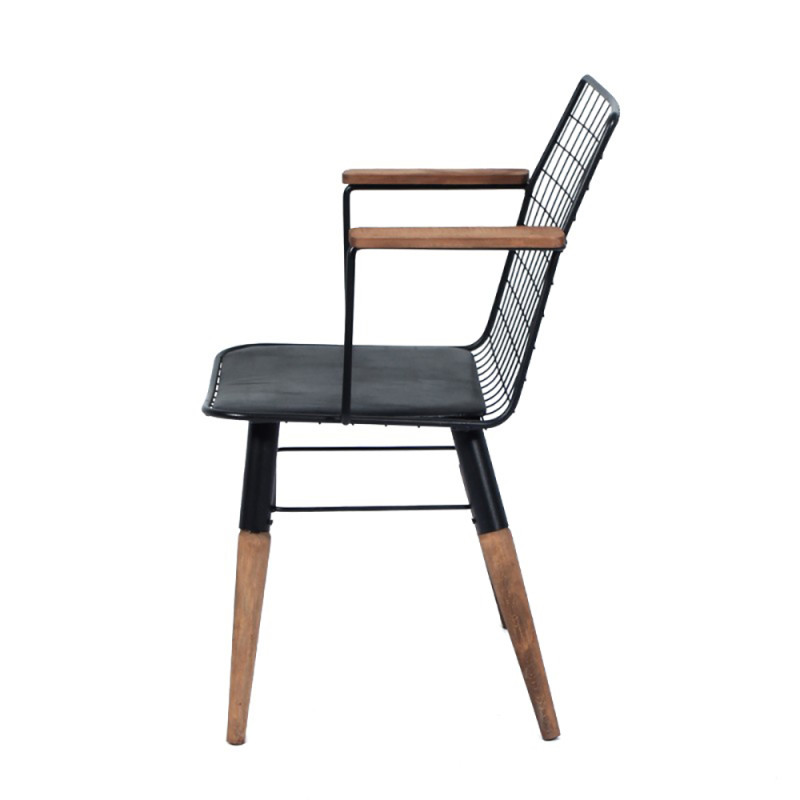 Artekko Artekko Trend Μεταλλική Μαύρη Καρέκλα με Ξύλινα Πόδια και Μπράτσα (56x52x81)cm 783-0016