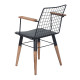 Artekko Artekko Trend Μεταλλική Μαύρη Καρέκλα με Ξύλινα Πόδια και Μπράτσα (56x52x81)cm 783-0016