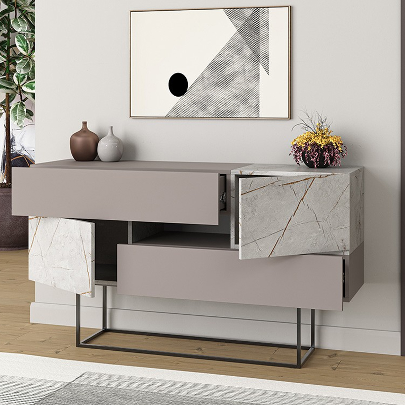 Artekko Artekko Eros Mocha Μπουφές MDF/Μέταλλο Γκρι/Λευκό (145x40x82)cm 783-0120