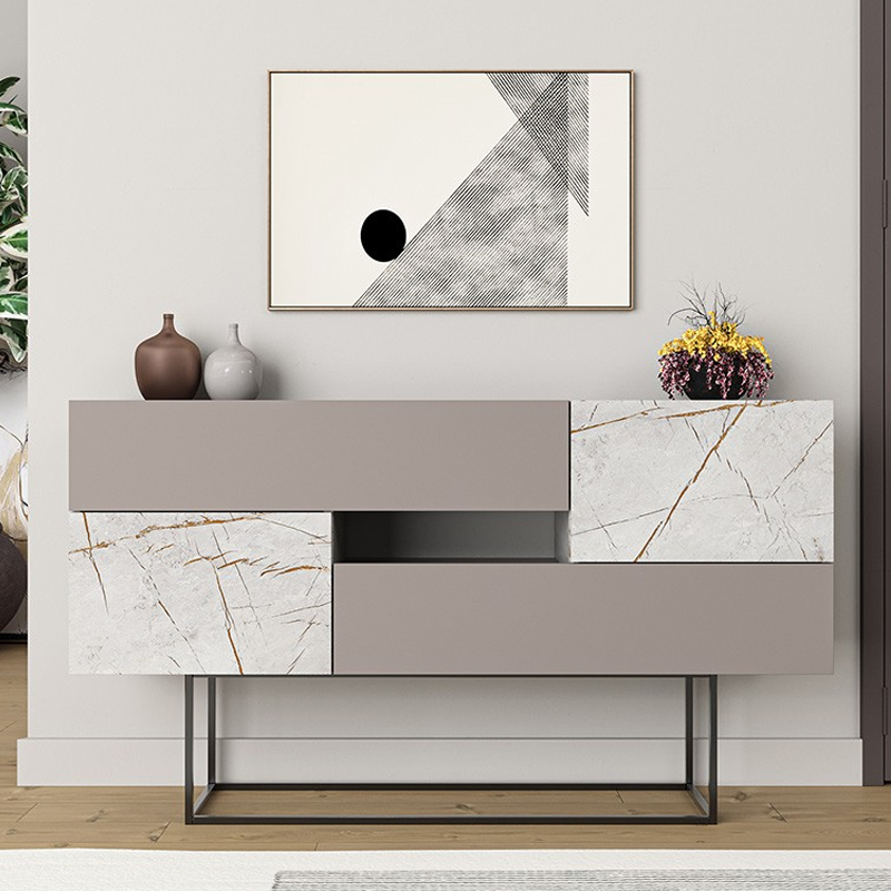 Artekko Artekko Eros Mocha Μπουφές MDF/Μέταλλο Γκρι/Λευκό (145x40x82)cm 783-0120