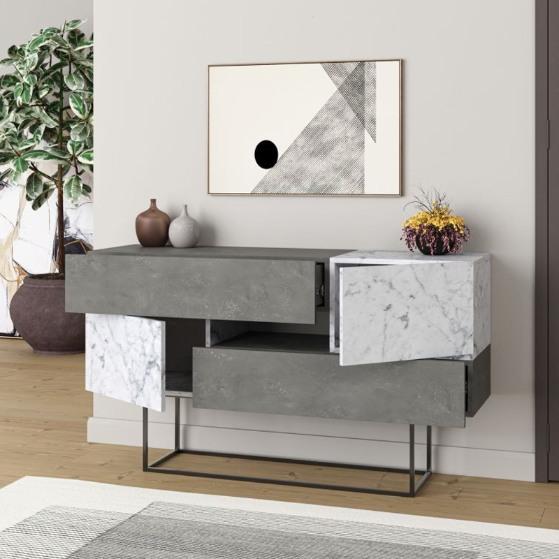 Artekko Artekko Eros Anthracite Μπουφές MDF/Μέταλλο Γκρι/Λευκό (145x40x82)cm 783-0121