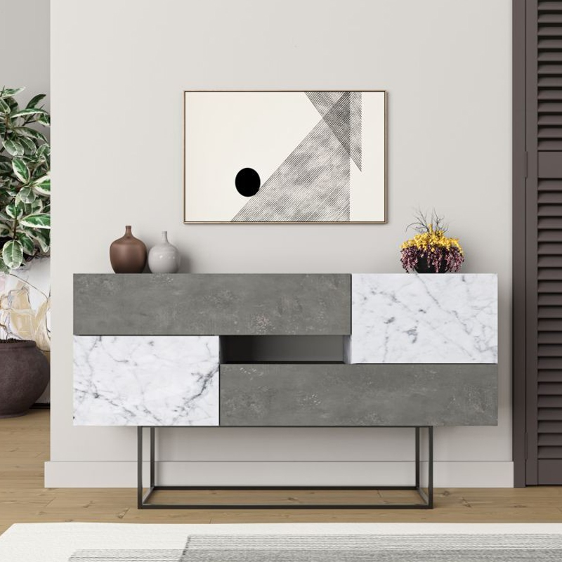 Artekko Artekko Eros Anthracite Μπουφές MDF/Μέταλλο Γκρι/Λευκό (145x40x82)cm 783-0121