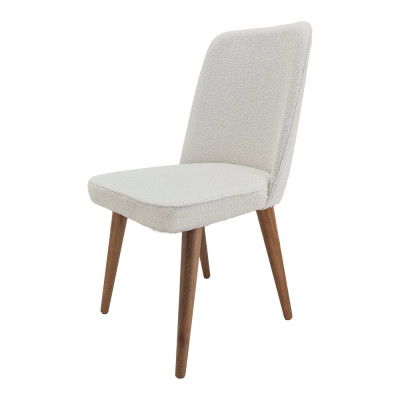 Artekko Artekko Milano Ξύλινη Καρέκλα με Λευκό Μπουκλέ Ύφασμα (48x50x91)cm 783-1237