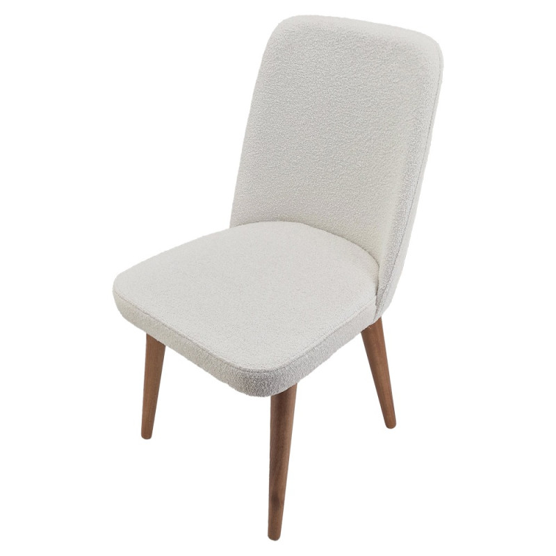 Artekko Artekko Milano Ξύλινη Καρέκλα με Λευκό Μπουκλέ Ύφασμα (48x50x91)cm 783-1237