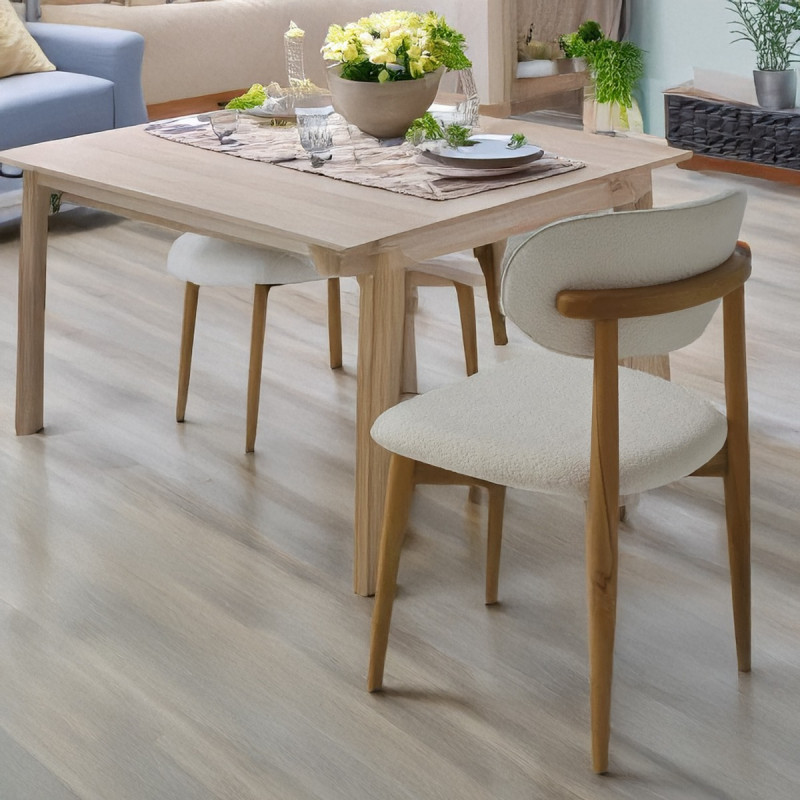 Artekko Artekko Bomonti Λευκή Καρέκλα με Μπουκλέ Ύφασμα (50x50x85)cm 783-1242