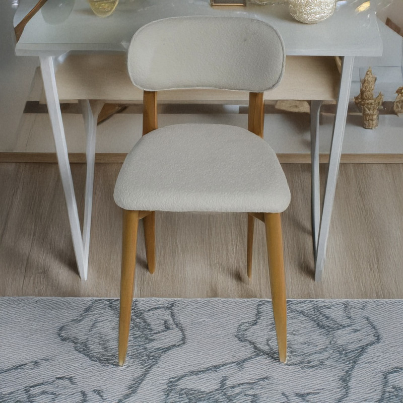 Artekko Artekko Bomonti Λευκή Καρέκλα με Μπουκλέ Ύφασμα (50x50x85)cm 783-1242