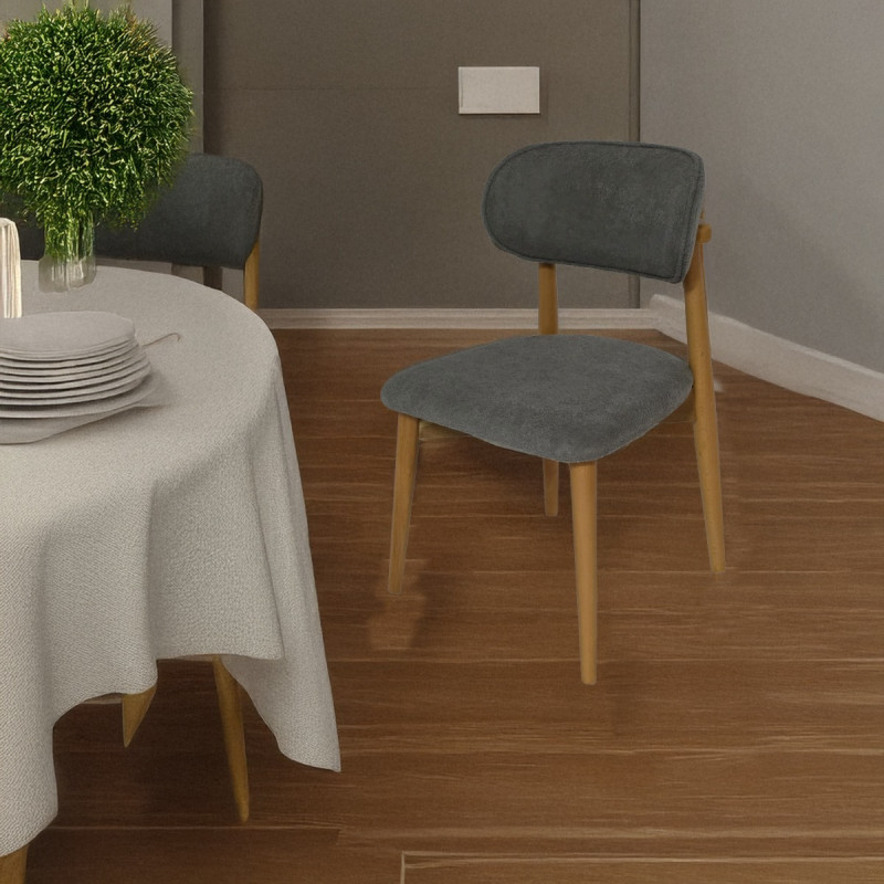 Artekko Artekko Bomonti Γκρι Καρέκλα με Μπουκλέ Ύφασμα (50x50x85)cm 783-1245