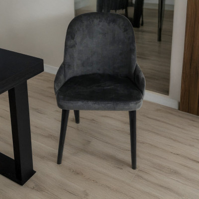 Artekko Artekko Kusakli Γκρι Καρέκλα με Βελουδινο Ύφασμα (56x56x90)cm 783-1249