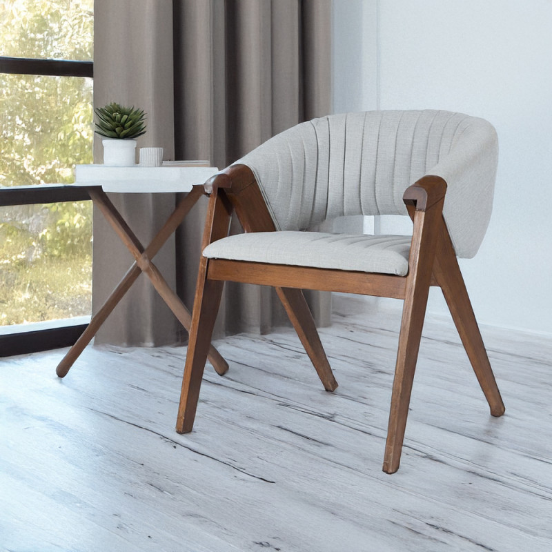 Artekko Artekko Volk Plus Καρέκλα με Καρυδί Ξύλινο Σκελετό και Γκρι Ύφασμα (60x65x75)cm 783-1515