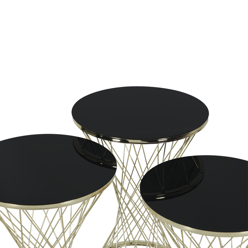 Artekko Artekko Creuk Μεταλλικά Τραπεζάκια Ζιγκόν 3pcs (42x42x65)cm 783-2512