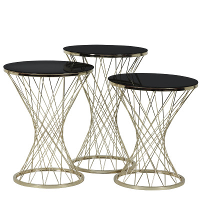 Artekko Artekko Creuk Μεταλλικά Τραπεζάκια Ζιγκόν 3pcs (42x42x65)cm 783-2512