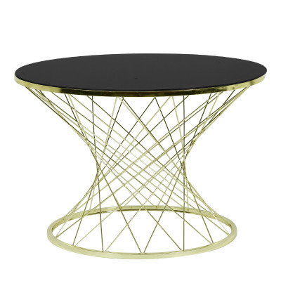 Artekko Artekko Esraals Τραπέζι Σαλονιού Μεταλλικό  Χρυσό με Μαύρο Γυάλινο Καπάκι (75x75x45)cm 783-2513