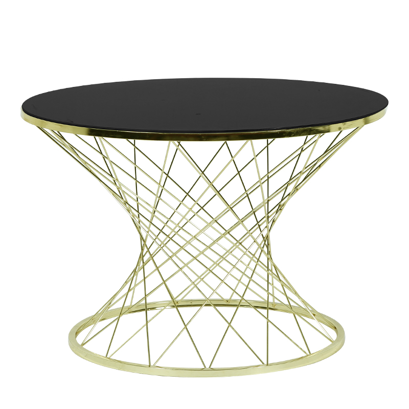 Artekko Artekko Esraals Τραπέζι Σαλονιού Μεταλλικό  Χρυσό με Μαύρο Γυάλινο Καπάκι (75x75x45)cm 783-2513