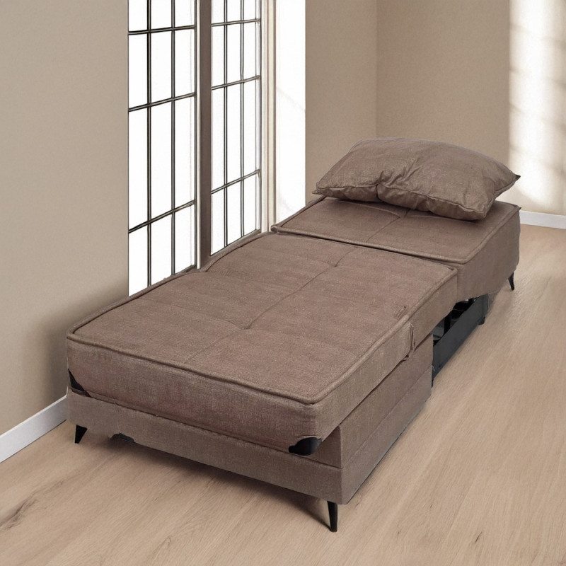 Artekko Artekko Thales Καφέ Πολυθρόνα Κρεβάτι με Αποθηκευτικό Χώρο (110x85x90)cm Κρεβάτι (200x85x45)cm 783-3210