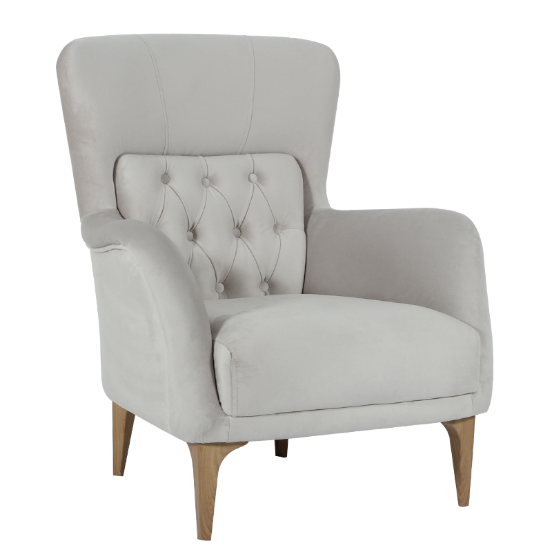 Artekko Artekko Zundaor Μπερζέρα σε Χρώμα Ψυχρό Γκρι με Καπιτονέ Μαξιλάρι Πλάτης και Πλαστικό Πόδι σε εφέ Ξύλου (86x95x103)cm 783-5503