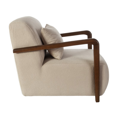 Artekko Artekko Plus Μπεζ Υφασμάτινη Πολυθρόνα με Ξύλινα Μπράτσα (74x90x75)cm 783-6316