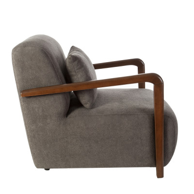 Artekko Artekko Plus Γκρι Υφασμάτινη Πολυθρόνα με Ξύλινα Μπράτσα (74x90x75)cm 783-6319