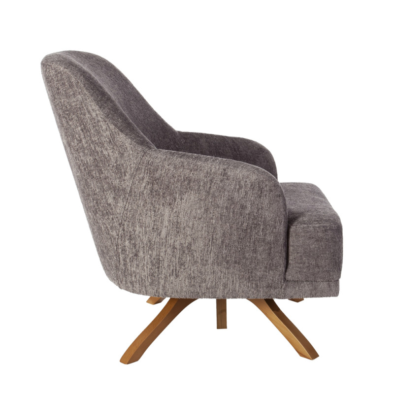 Artekko Artekko Oslo Γκρι Καφέ Μπουκλέ Περιστρεφόμενη Πολυθρόνα Μπερζέρα (65x85x88)cm 783-6329